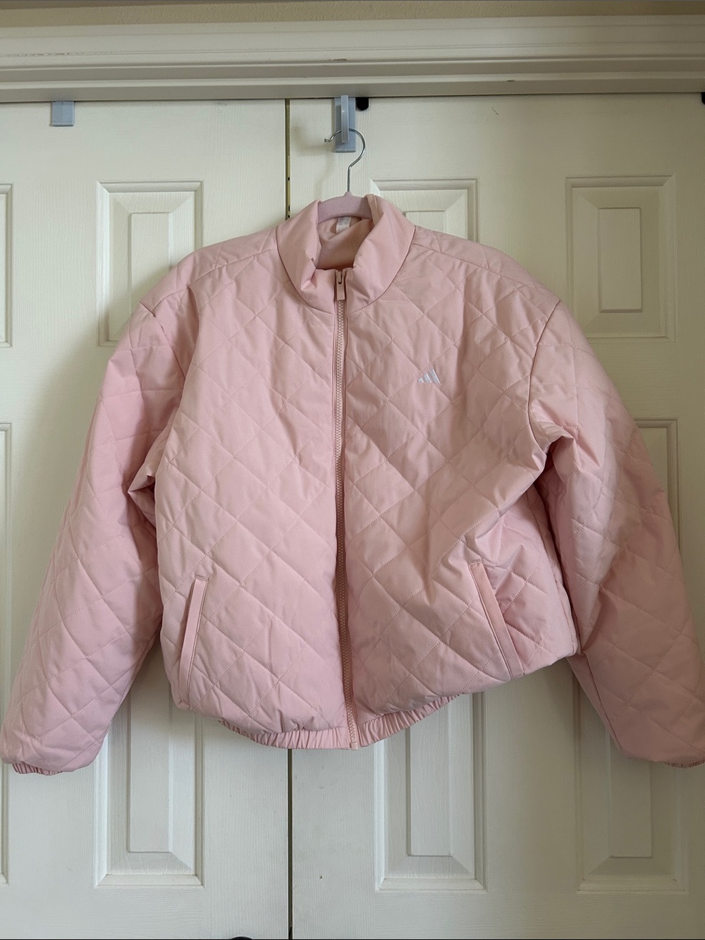 adidas Quilted Pink Cropped Puffer Jacket